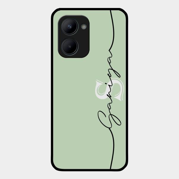 Personalized Initials Mint Green Glossy Metal Case Cover For Realme C33 2023