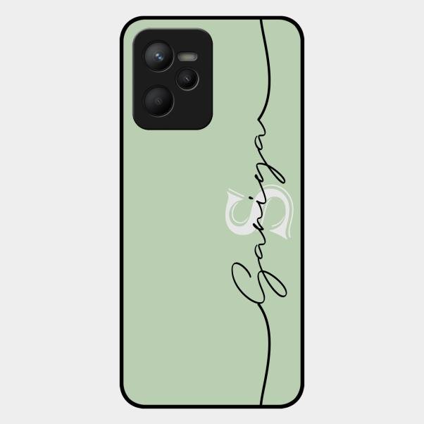 Personalized Initials Mint Green Glossy Metal Case Cover For Realme C35