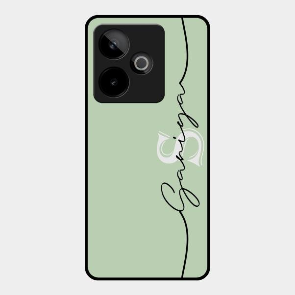Personalized Initials Mint Green Glossy Metal Case Cover For Realme Gt 7T 5G