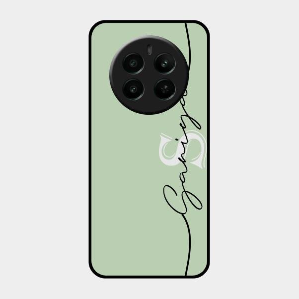 Personalized Initials Mint Green Glossy Metal Case Cover For Realme Narzo 70 Pro 5G
