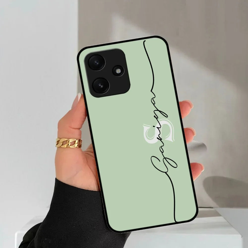 Personalized Initials Mint Green Glossy Metal Case Cover For Poco - ShopOnCliQ