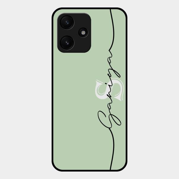 Personalized Initials Mint Green Glossy Metal Case Cover For Redmi 12 5G