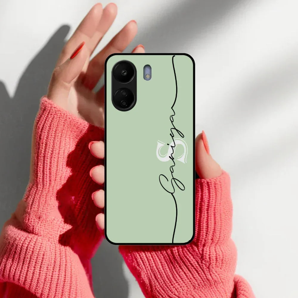 Personalized Initials Mint Green Glossy Metal Case Cover For Redmi - ShopOnCliQ