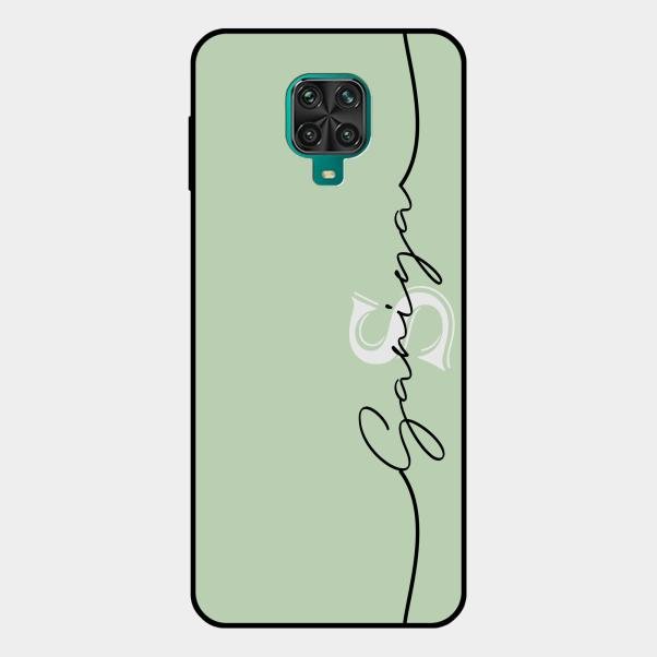 Personalized Initials Mint Green Glossy Metal Case Cover For Redmi Note 10 Lite