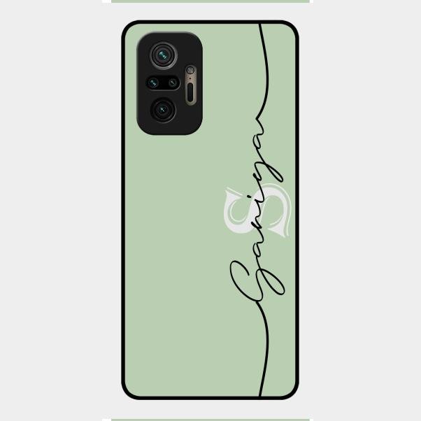 Personalized Initials Mint Green Glossy Metal Case Cover For Redmi Note 10 Pro