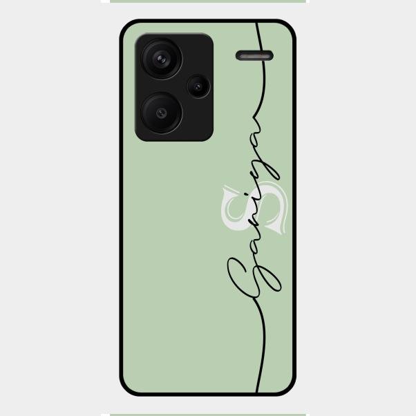 Personalized Initials Mint Green Glossy Metal Case Cover For Redmi Note 13 Pro Plus 5G