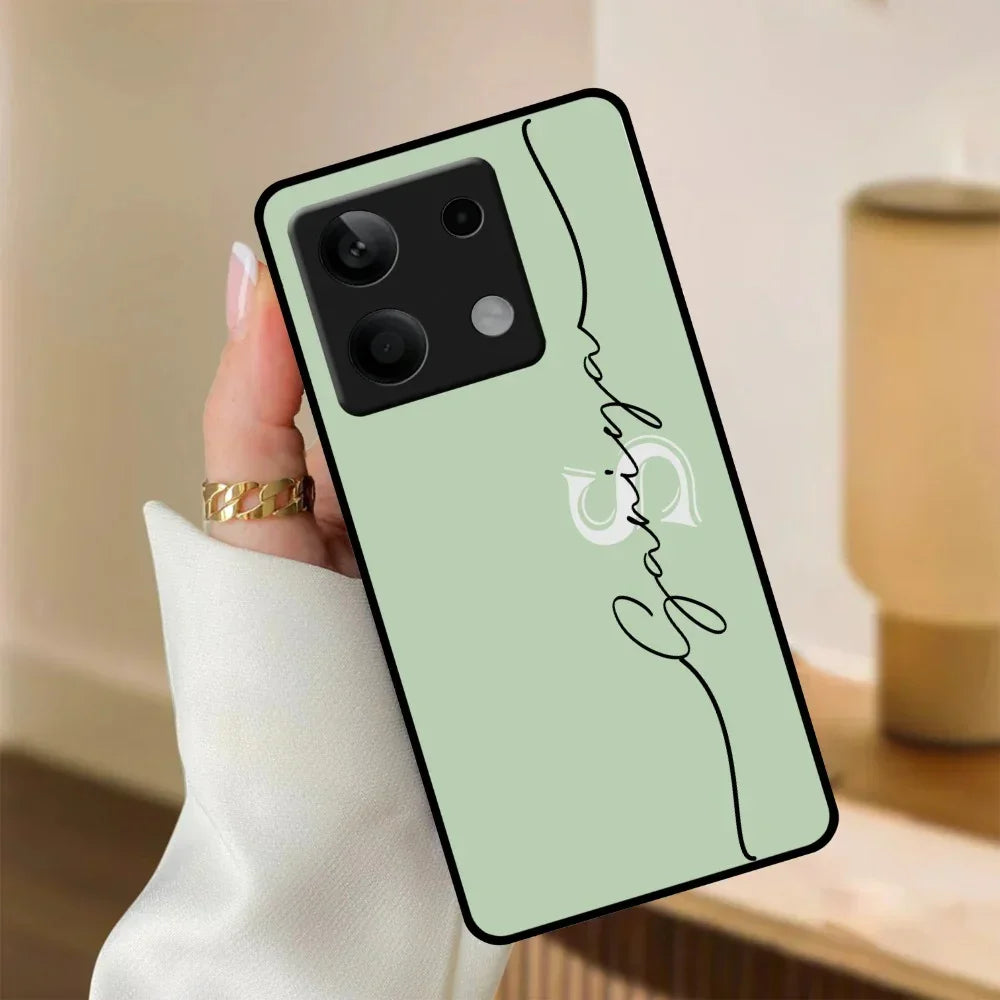 Personalized Initials Mint Green Glossy Metal Case Cover For Redmi - ShopOnCliQ