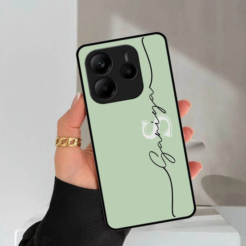 Personalized Initials Mint Green Glossy Metal Case Cover For Redmi - ShopOnCliQ