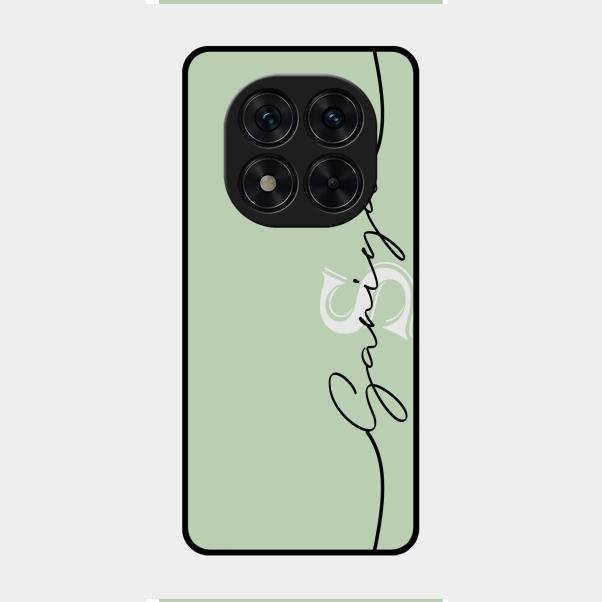 Personalized Initials Mint Green Glossy Metal Case Cover For Redmi Note 14 Pro 5G