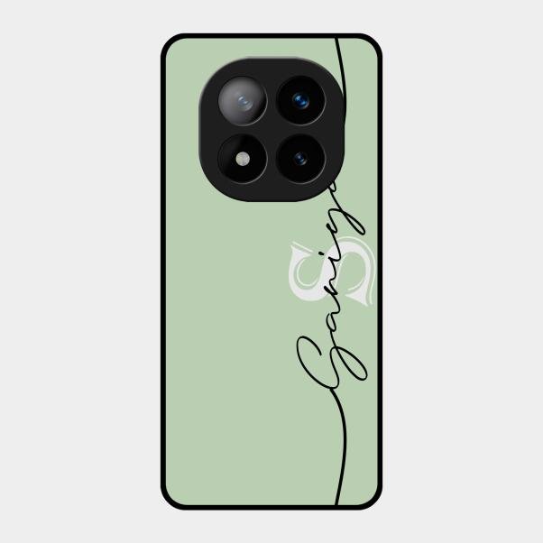 Personalized Initials Mint Green Glossy Metal Case Cover For Redmi Note 14 Pro Plus 5G