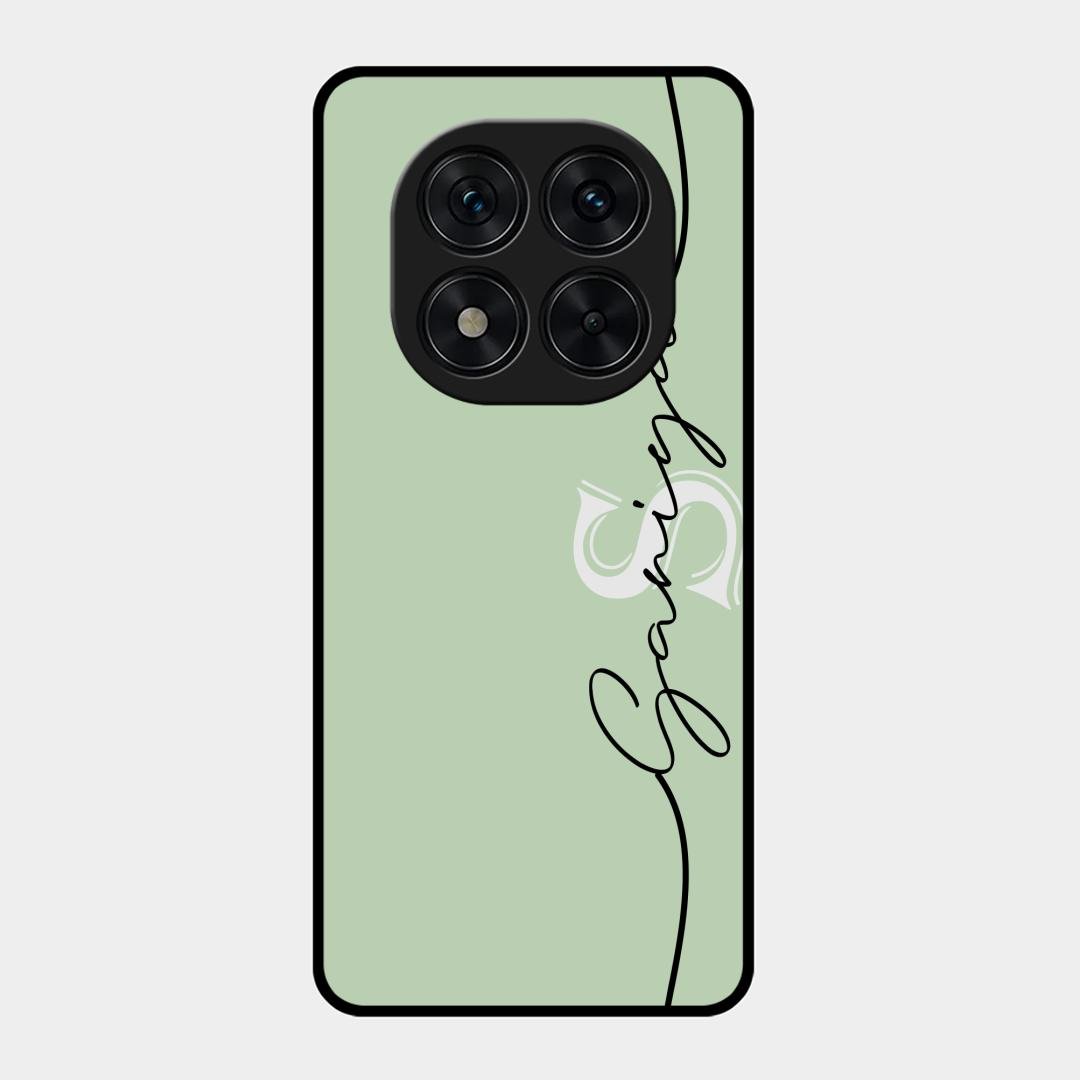 Personalized Initials Mint Green Glossy Metal Case Cover For Redmi Note 15 Pro 5G