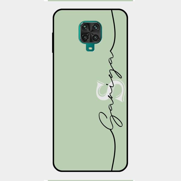 Personalized Initials Mint Green Glossy Metal Case Cover For Redmi Note 9 Pro Max