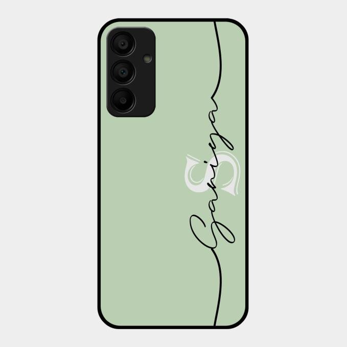 Personalized Initials Mint Green Glossy Metal Case Cover For Samsung Galaxy A15 5G