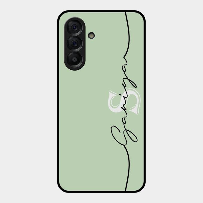 Personalized Initials Mint Green Glossy Metal Case Cover For Samsung Galaxy A17 5G