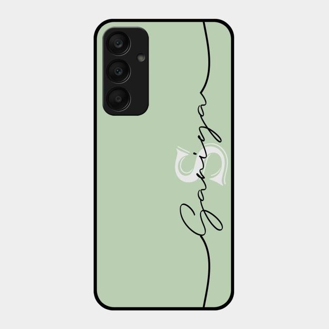 Personalized Initials Mint Green Glossy Metal Case Cover For Samsung Galaxy A25 5G