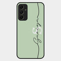 Personalized Initials Mint Green Glossy Metal Case Cover For Samsung Galaxy A34 5G