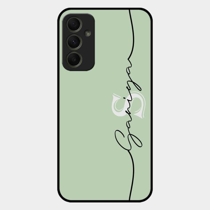Personalized Initials Mint Green Glossy Metal Case Cover For Samsung Galaxy A34 5G