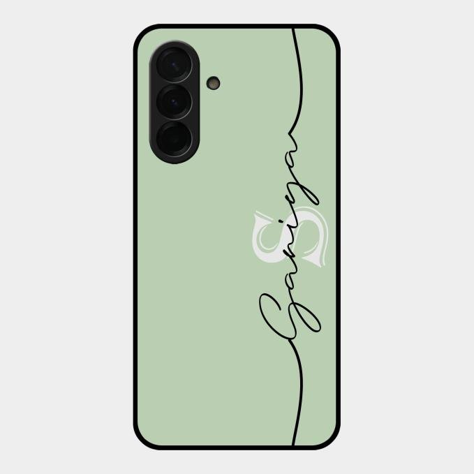 Personalized Initials Mint Green Glossy Metal Case Cover For Samsung Galaxy A36 5G