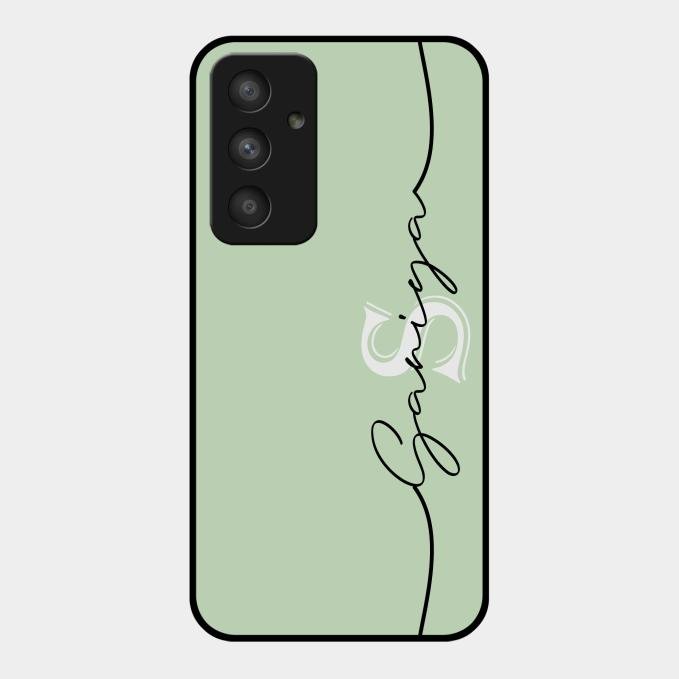 Personalized Initials Mint Green Glossy Metal Case Cover For Samsung Galaxy A54 5G