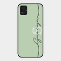 Personalized Initials Mint Green Glossy Metal Case Cover For Samsung Galaxy F14 5G