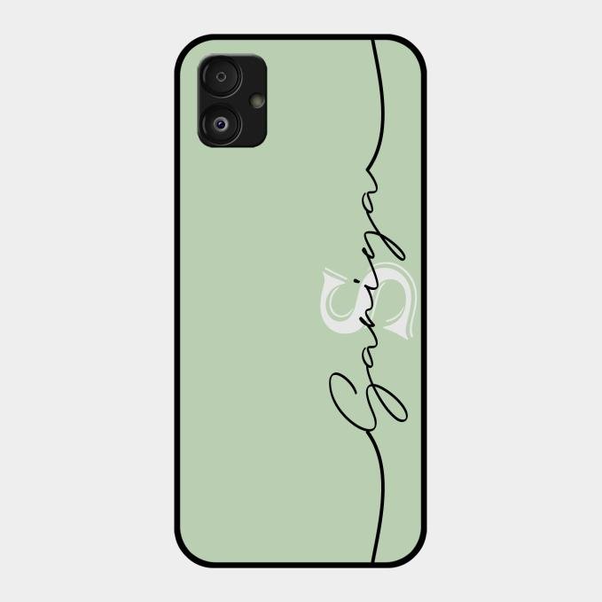 Personalized Initials Mint Green Glossy Metal Case Cover For Samsung Galaxy F14 5G