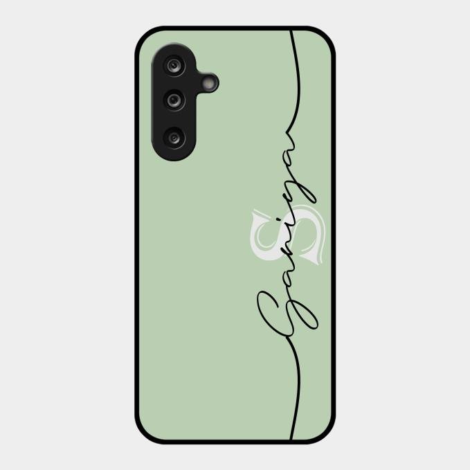 Personalized Initials Mint Green Glossy Metal Case Cover For Samsung Galaxy F16 5G
