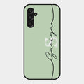 Personalized Initials Mint Green Glossy Metal Case Cover For Samsung Galaxy F34 5G