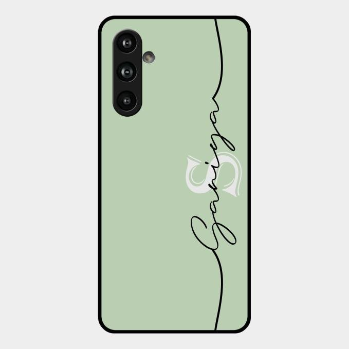 Personalized Initials Mint Green Glossy Metal Case Cover For Samsung Galaxy F54 5G