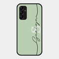 Personalized Initials Mint Green Glossy Metal Case Cover For Samsung Galaxy M14 5G