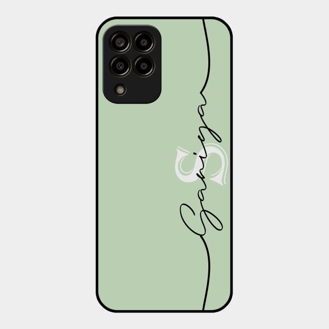 Personalized Initials Mint Green Glossy Metal Case Cover For Samsung Galaxy M33 5G