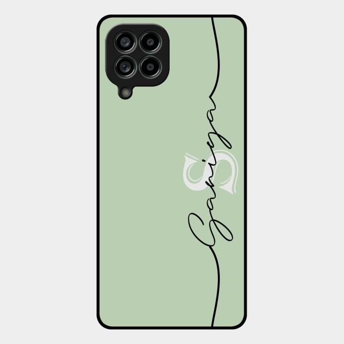 Personalized Initials Mint Green Glossy Metal Case Cover For Samsung Galaxy M53 5G