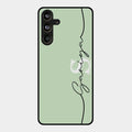 Personalized Initials Mint Green Glossy Metal Case Cover For Samsung Galaxy M55 5G