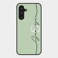 Personalized Initials Mint Green Glossy Metal Case Cover For Samsung Galaxy M56 5G