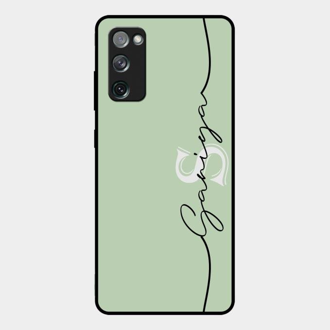 Personalized Initials Mint Green Glossy Metal Case Cover For Samsung Galaxy S20 Fe 5G