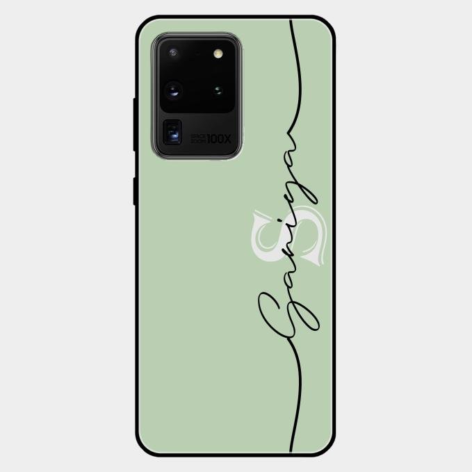 Personalized Initials Mint Green Glossy Metal Case Cover For Samsung Galaxy S20 Ultra