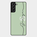 Personalized Initials Mint Green Glossy Metal Case Cover For Samsung Galaxy S21 Plus