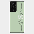 Personalized Initials Mint Green Glossy Metal Case Cover For Samsung Galaxy S21 Ultra