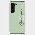 Personalized Initials Mint Green Glossy Metal Case Cover For Samsung Galaxy S23 Plus 5G