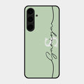 Personalized Initials Mint Green Glossy Metal Case Cover For Samsung Galaxy S24 Plus 5G