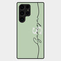 Personalized Initials Mint Green Glossy Metal Case Cover For Samsung Galaxy S25 Ultra 5G