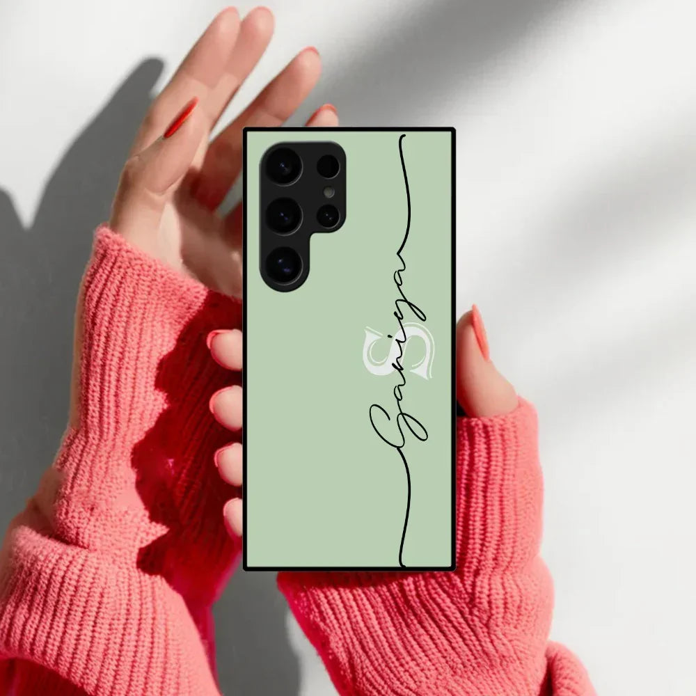 Personalized Initials Mint Green Glossy Metal Case Cover For Samsung - ShopOnCliQ
