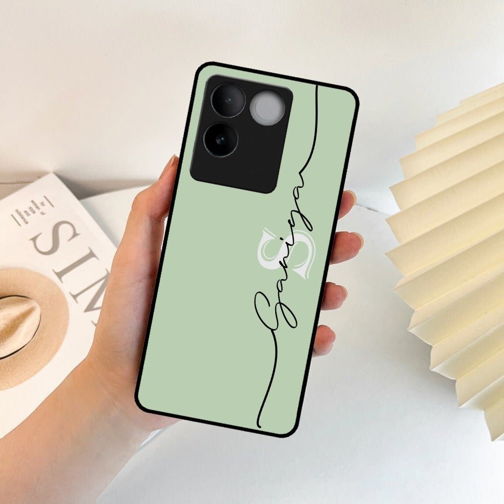 Personalized Initials Mint Green Glossy Metal Case Cover For Vivo