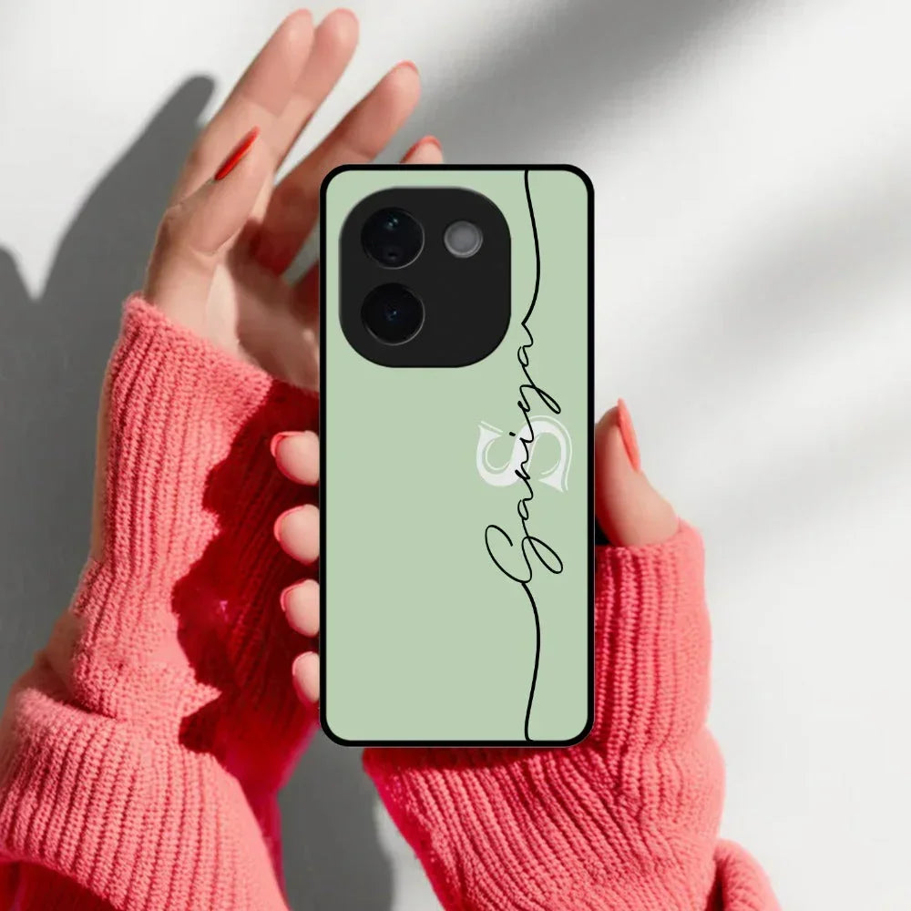 Personalized Initials Mint Green Glossy Metal Case Cover For Vivo - ShopOnCliQ