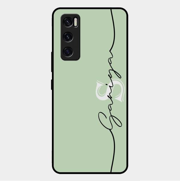 Personalized Initials Mint Green Glossy Metal Case Cover For Vivo V20 Se