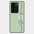 Personalized Initials Mint Green Glossy Metal Case Cover For Vivo V27 Pro 5G