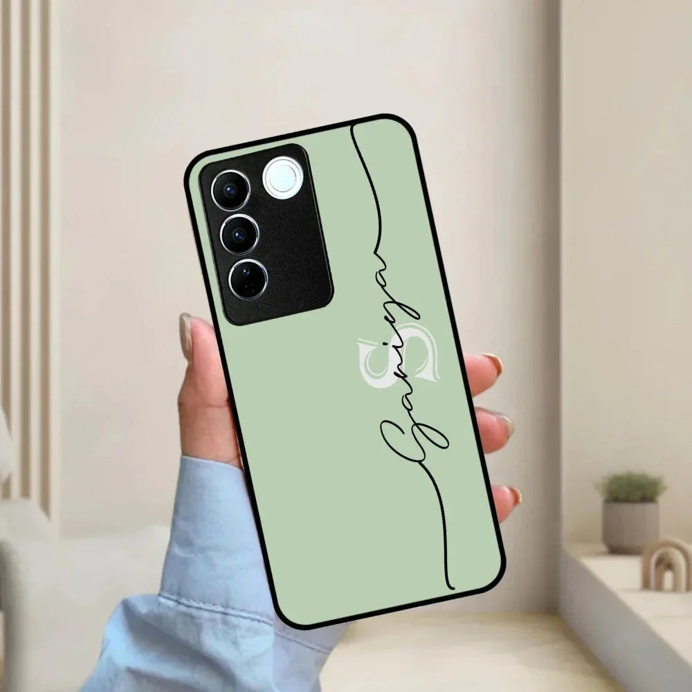 Personalized Initials Mint Green Glossy Metal Case Cover For Vivo - ShopOnCliQ