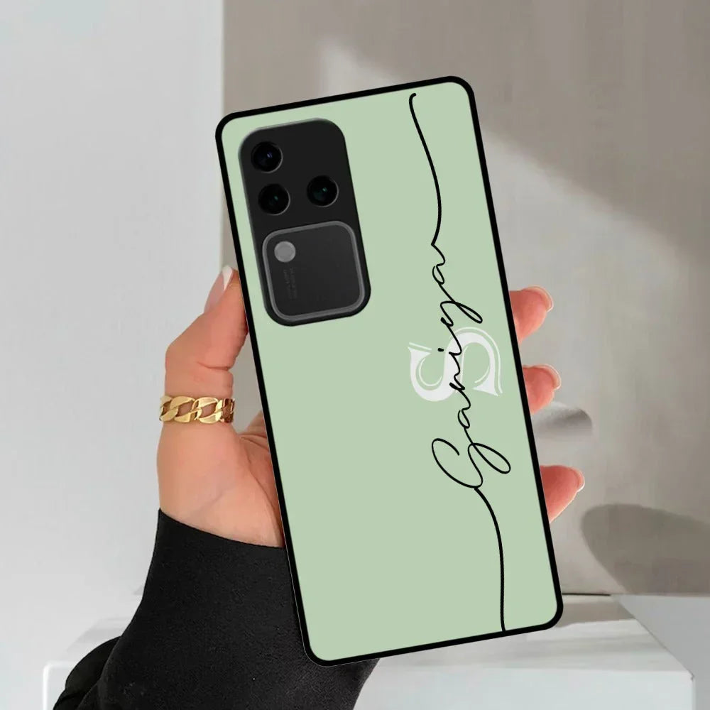 Personalized Initials Mint Green Glossy Metal Case Cover For Vivo - ShopOnCliQ