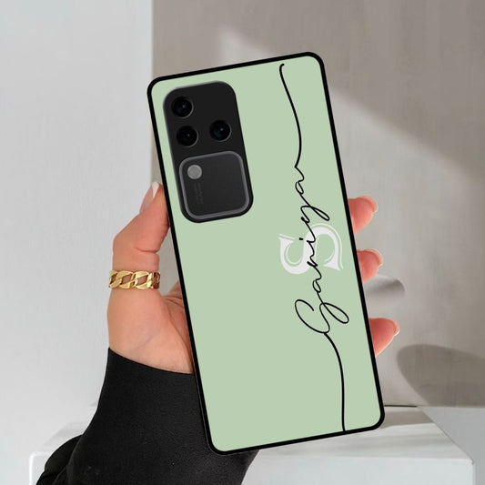 Personalized Initials Mint Green Glossy Metal Case Cover For Vivo