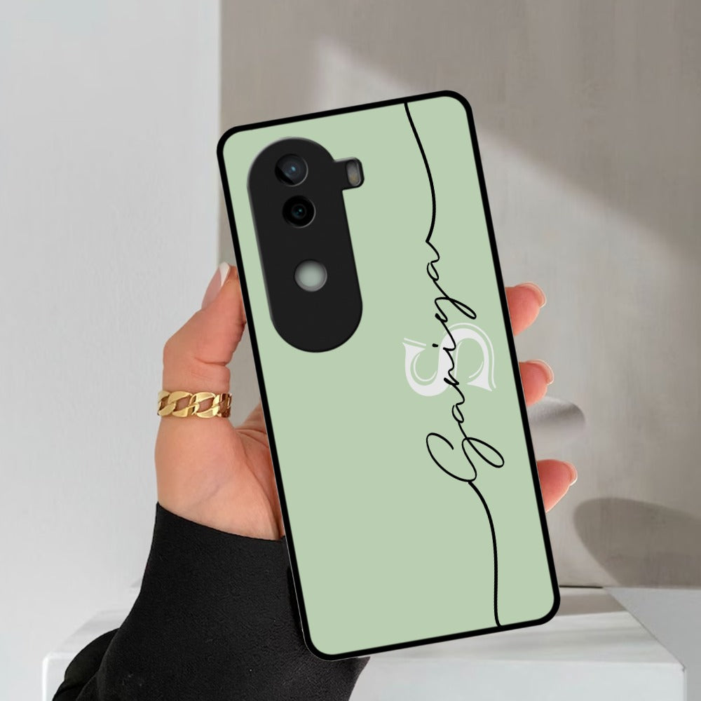 Personalized Initials Mint Green Glossy Metal Case Cover For Vivo
