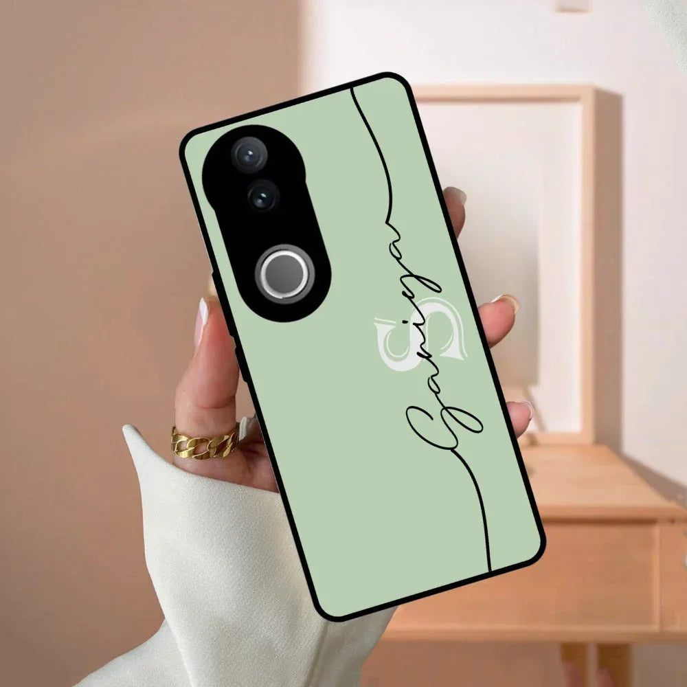 Personalized Initials Mint Green Glossy Metal Case Cover For Vivo - ShopOnCliQ